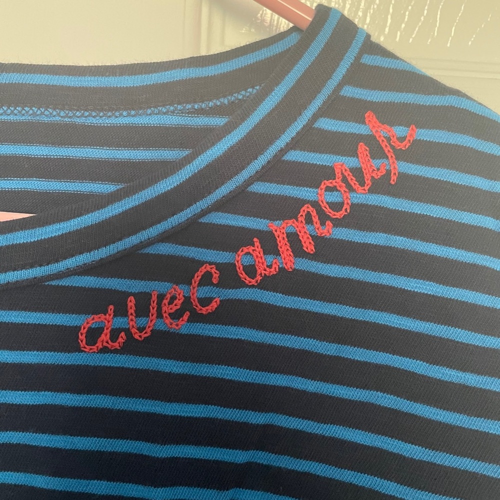 J. Crew Blue Striped Women's Top - Picture 4 of 5